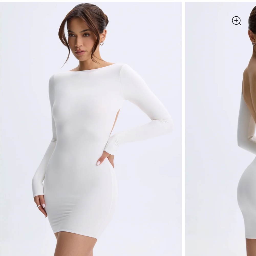 Open-Back Bodycon Mini Dress in White